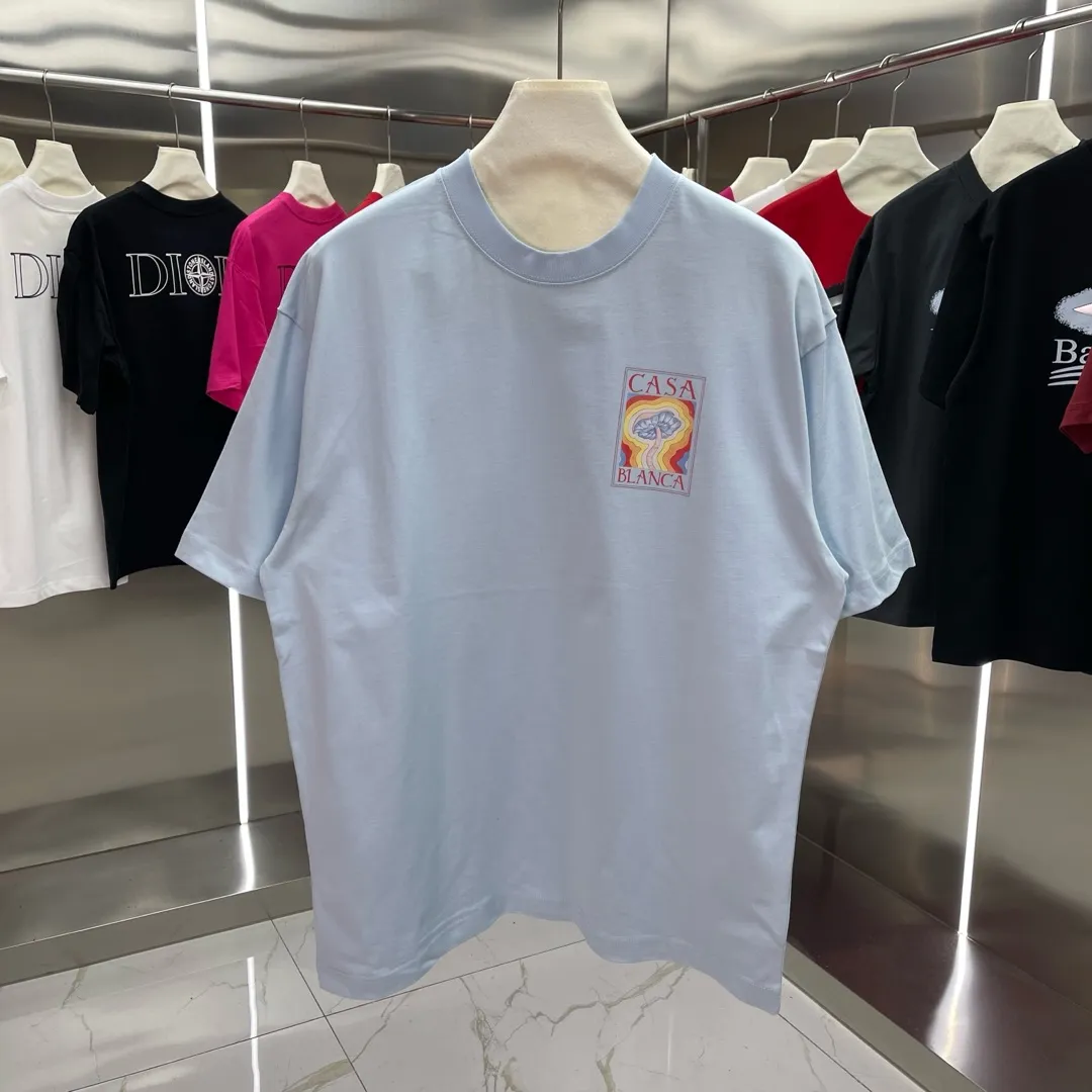 25ss New Arrival Casablanca Classic Series T ～ ， ， 。 ， Classic ， In Stock ！ ：White Black Light Blue Size：S M L XL XXL
